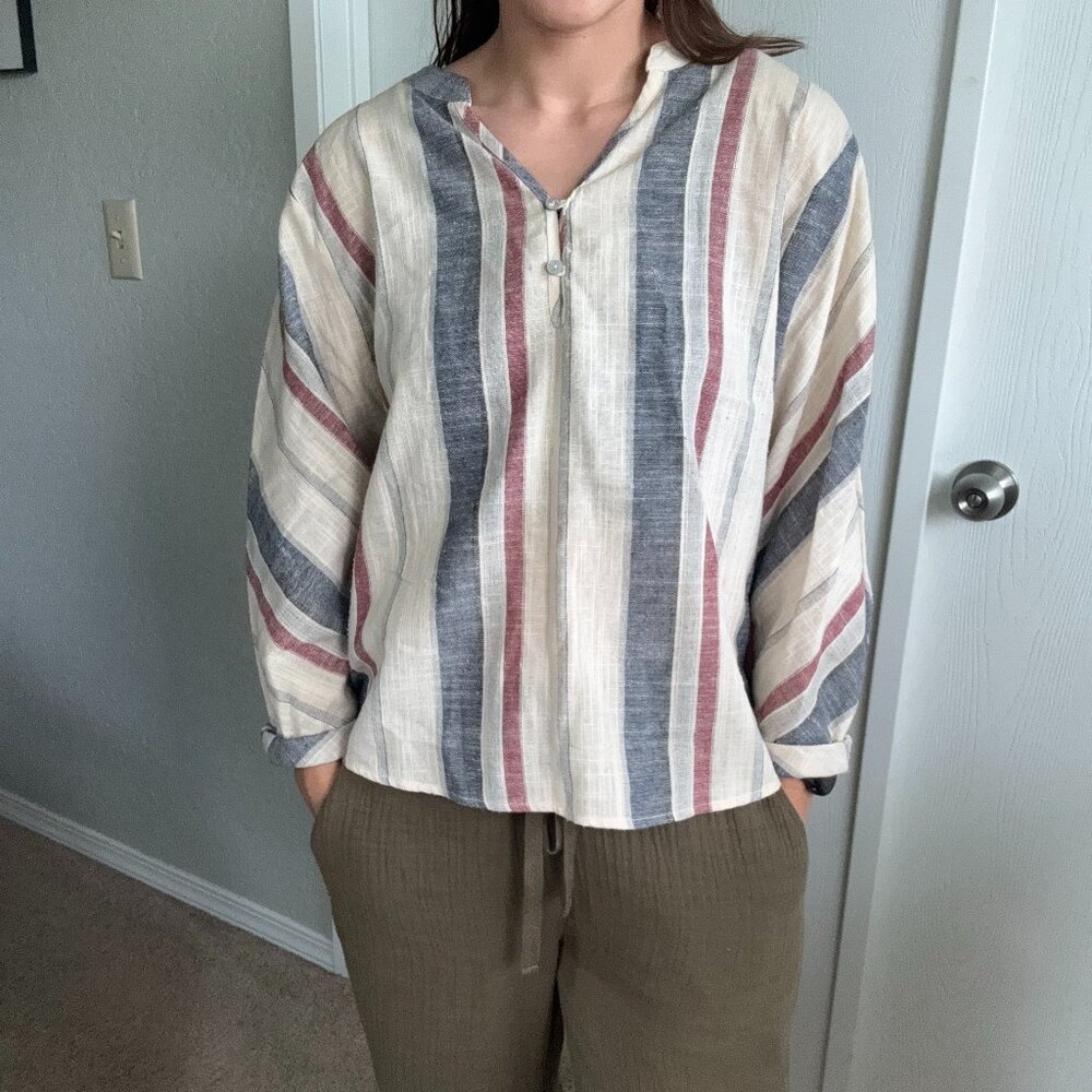 Boho Striped Popover Blouse